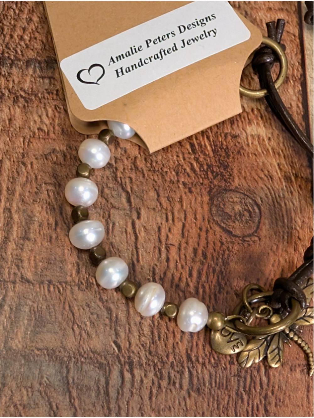 NEW Artisan Ivory Genuine Pearl Brown Knotted Leather Cord Bracelet Minimal - Picture 3 of 6